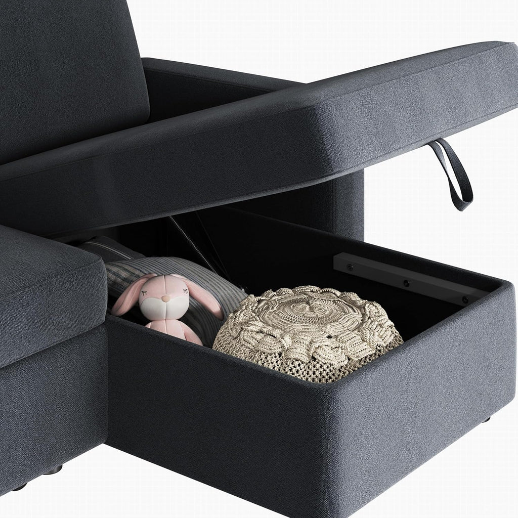 Yaheetech Sectional Sofa L-Shaped Sofa Couch Bed w/Chaise & USB, Reversible Couch Sleeper w/Pull Out Bed & Storage Space Living Room Dark Gray