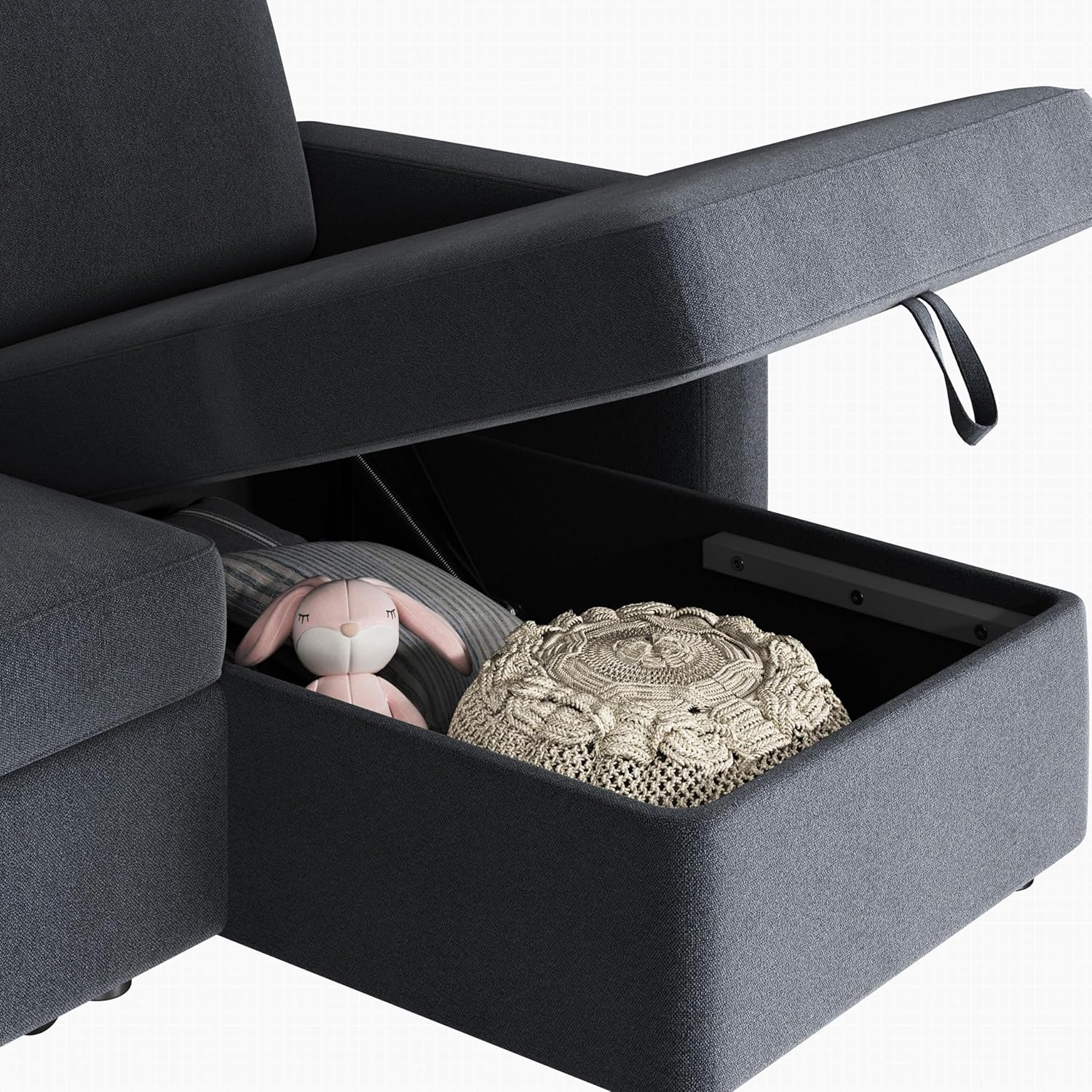 Yaheetech Sectional Sofa L-Shaped Sofa Couch Bed w/Chaise & USB, Reversible Couch Sleeper w/Pull Out Bed & Storage Space Living Room Dark Gray