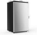 NEWBULIG Mini Fridge with Freezer 3.2 Cu.Ft Small Refrigerator for Office, Dorm, Small Fridge with Adjustable Thermostat, Energy Saving, Singel Door, Sliver