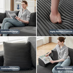 110” Cloud Sectional Couch, Boneless Sofa for Living Room, Modular Sectional Sofa with Deep Seat, Comfy Fluffy Couch with L-Shaped Chaise, No Assembly Required (Left-Facing Chaise, Dark Grey)