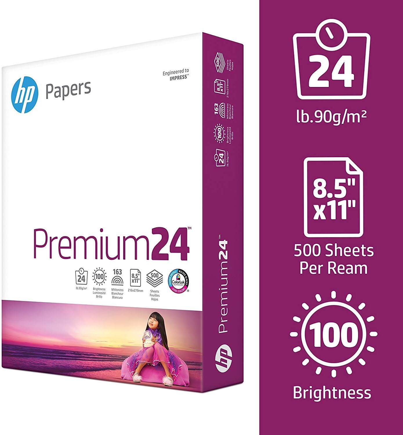 HP Printer Paper | 8.5 x 11 Paper | Premium 24 lb | 32 Case Pallet - 160,000 Sheets | 100 Bright | Made in USA - FSC Certified | 112400P