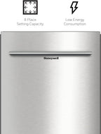 Honeywell 18 Inch Dishwasher with 8 Place settings, 6 Washing Programs, Stainless Steel Tub, UL/Energy Star- Stainless Steel