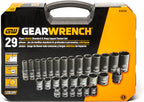 GEARWRENCH 29 Pc. 3/8" Drive 6 Pt. Impact Socket Set, Standard & Deep, Metric - 84925N