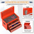 Tool Chest, 5-Drawer Rolling Tool Chest with Detachable Top Tool Box, Tool Box with Wheels, Tool Storage Cabinet for Garage Warehouse Workshop (Red)