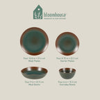 Bloomhouse - Two Time Oprah's Favorite Things Winner - Palermo Sun Double Bowl Stoneware Reactive Glaze Plates and Bowls Dinnerware Set - Agave Blue, Service for Four (16pcs)