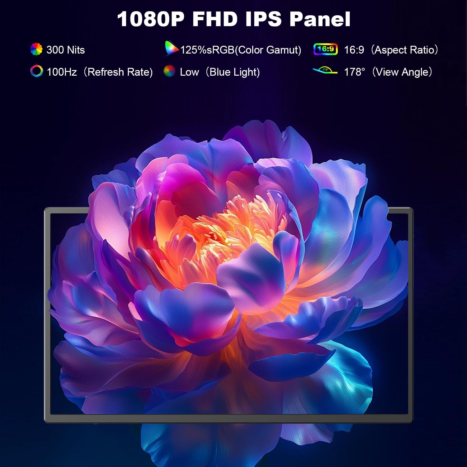 24" Large Portable Monitor  1080P FHD 100Hz Laptop Screen Extender  125% sRGB IPS Monitor Extender  USB C HDMI Office Gaming with Detachable Stand  Travel monitor for Window MAC Phone Xbox Switch
