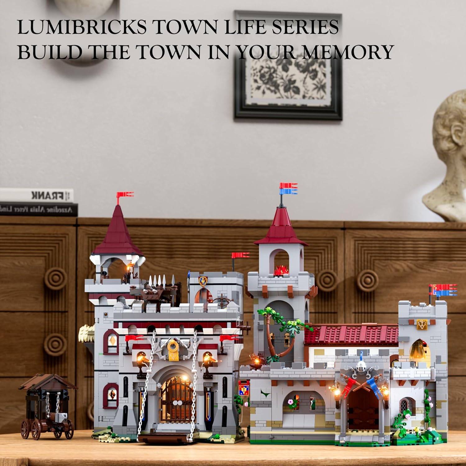 Medieval Guard Post Lighting Building Bricks Set - Middle Ages Castle Modular Collection Display Kit with Minifigures 2945 Pcs for Adults & Teens