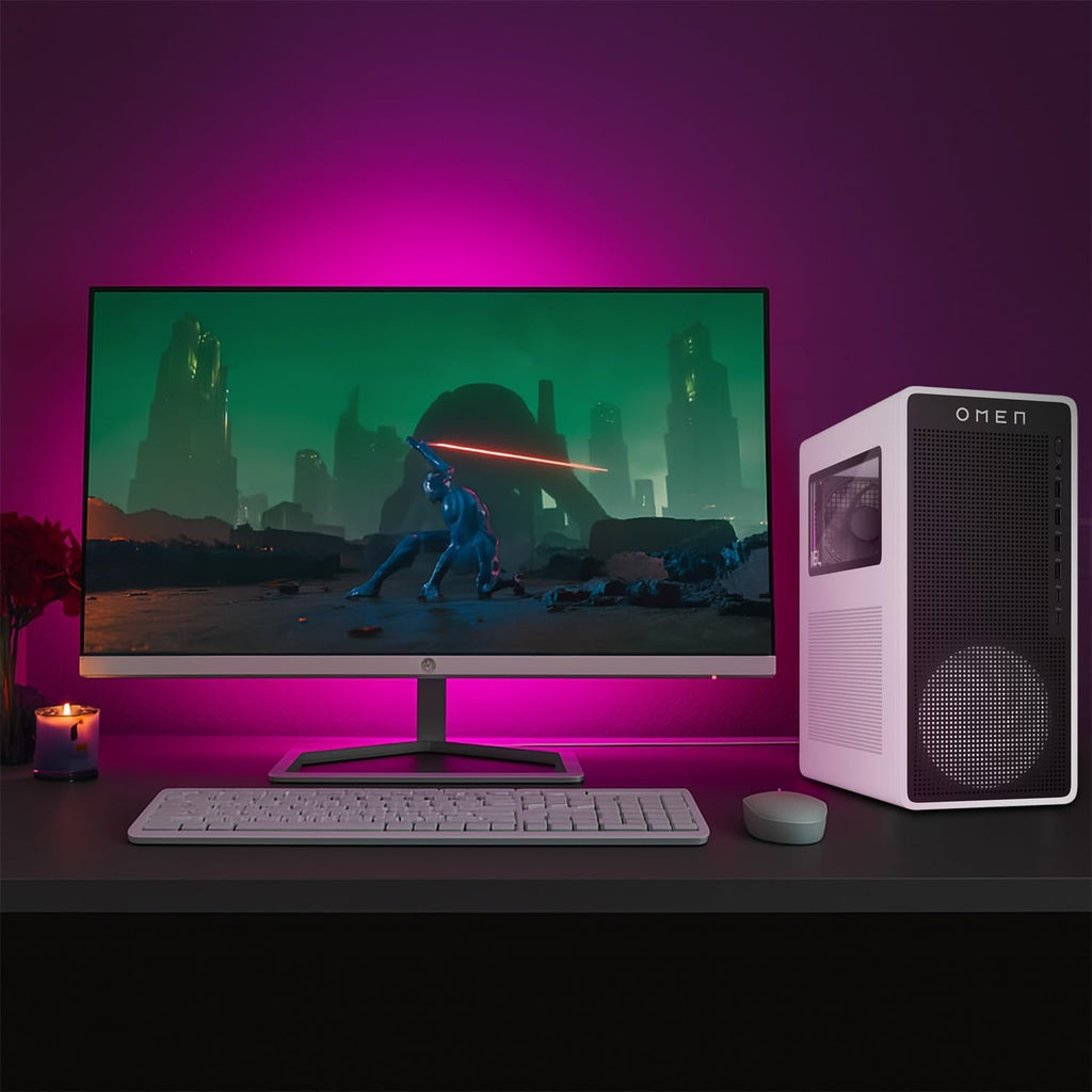 HP Omen 16L TG03 RTX 5060 Gaming Desktop  Intel Ultra 7 265F (Beats Intel i7-14700F)  16GB DDR5 RAM  1TB SSD  OMEN Gaming HUB  Bundle with Thunderobot KG3089R Gaming KB  Black