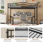 IDEALHOUSE Loft Bed Twin Size with Ladder & Full Safety Guardrail, Heavy Duty Metal Twin Loft Bed 400 Lbs Load Capacity, Space-Saving, Noise Free, No Box Spring Needed, Easy Assembly, Black
