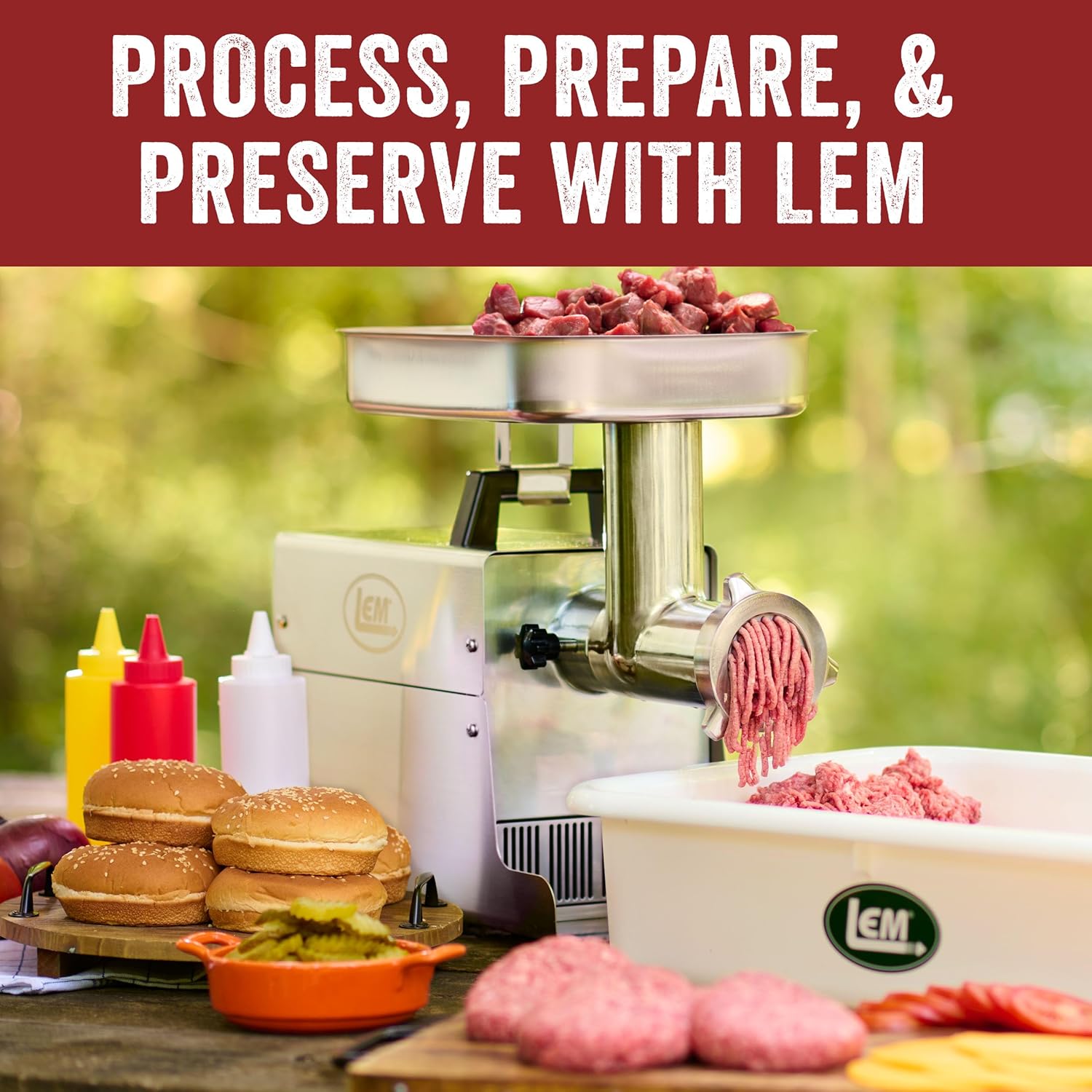 LEM Products BigBite Dual Grind #22 1.0 HP Stainless Steel Electric Meat Grinder Machine, Ideal for Heavy Use