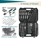 216-Piece Mechanics Tool Set, 1/4", 3/8" & 1/2" Drive Socket Set, 72-Tooth Ratchet Wrench Set for Auto Repair & Home Maintenance, with Durable Organized Carrying Case