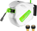 FIXFANS Pressure Washer Hose Reel with Hose, 1/4" × 65ft Retractable Power Washer Reel with Hidden Handle, Wall Mounted High Pressure Hose Reel Auto Rewind, 3600 PSI