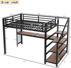 Bellemave Metal Full Size Loft Bed with Desk and Storage Stairs,Heavy Duty Loft Bed Frame Full Size with LED Lights and Charging Station for Kids,Teens,Adults,Black