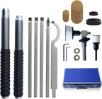 RUITOOL Carbide Wood Lathe Turning Tools Set with Bowl Sander, Including Swan Neck Hollower, Rougher, Finisher, Detailer, 1" & 2" Mandrels, Sandpapers and Aluminum Alloy Handles for Woodturning