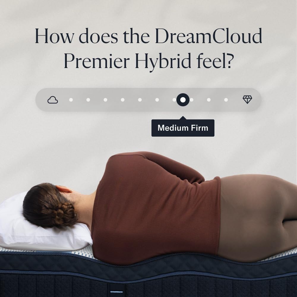 DreamCloud Premier 13" Queen Mattress - Luxury Hybrid Gel Memory Foam - 365 Night Trial - Back Pain Relief - Fiberglass Free - Forever Warranty - Mattress in a Box - CertiPUR-US Certified