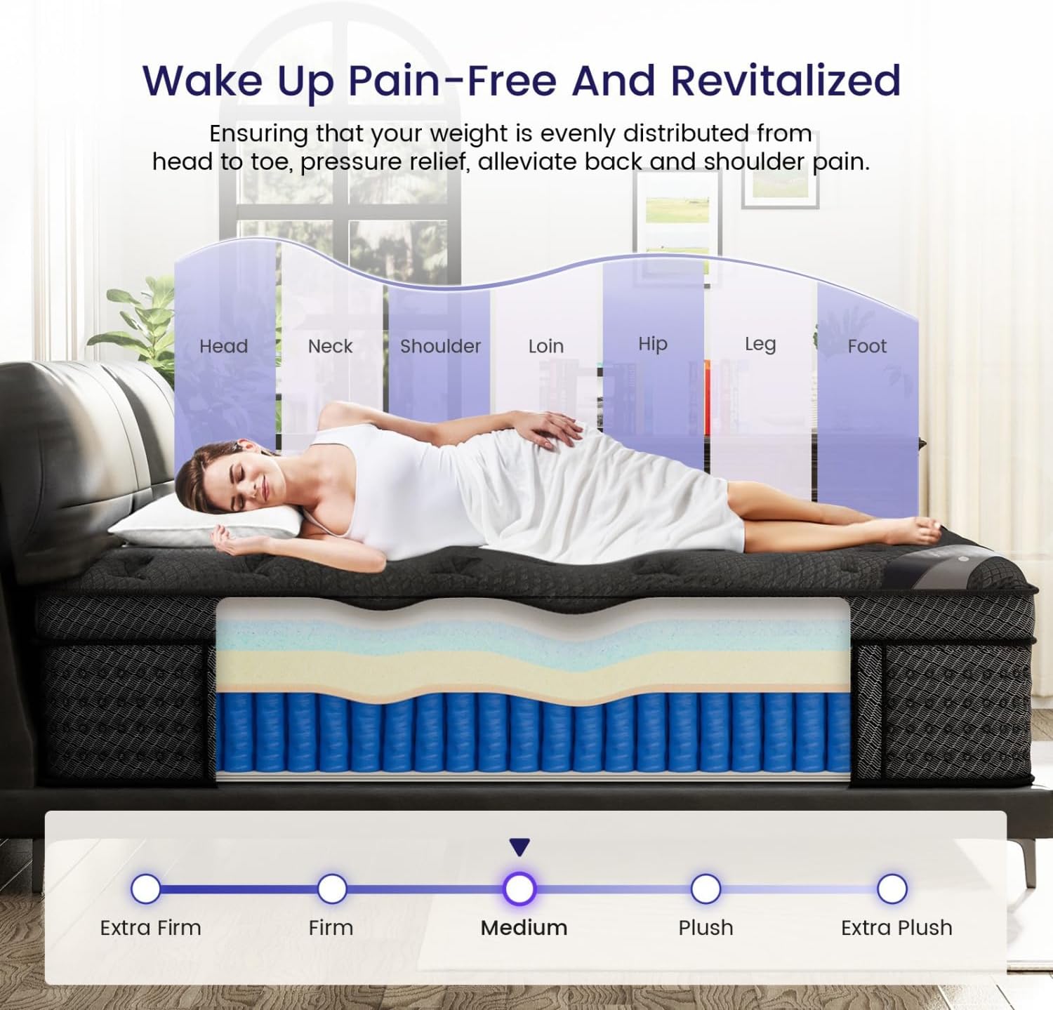 Queen Size Mattress, 14 Inch Deluxe Hybrid Queen Mattress in a Box, Medium Firm Mattresses With Gel Memory Foam & Pocket Springs, Pressure Relief, Cooling, Extra Edge Support Upgraded Support