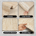 9' x 12' Jute & Wool Mini Check Area Rug with 4-Inch Border Handwoven mini Check Pattern – Living Room, Dining & Bedroom Rug, Neutral Indoor Natural Farmhouse Décor (9' x 12')