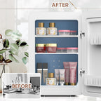 Kikihouse 20L Mini Skincare Fridge with Mirror & LED Lighting, 3-Mode Dimmable, Cooler & Warmer with Drip Tray for Makeup, Cosmetic, Beauty Fridge for Bedroom, Vanity, Car & Home Use