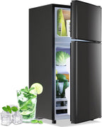 DEMULLER 2.4 Cu.Ft Small Refrigerator with Freezer Dorm Mini Fridge with Removable Plastic Shelves Mini Refrigerator Ideal for Home, Office,Dormitory Gray