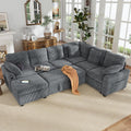 Hanherry Sectional Couch with Pull Out Sofa Bed,Corduroy Sleeper Sofa with Storage Ottoman & USB Charging,Comfy L Shaped Modular Couches for Living Room,Apartment | USB Charging, Corduroy Fabric