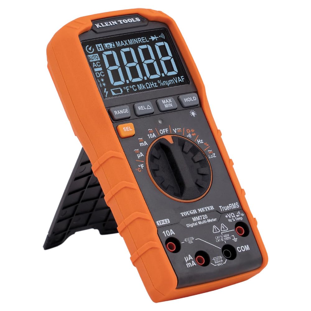 Klein Tools MM720 Digital Multimeter, Auto-Ranging TRMS, Low Impedance (LoZ), 1000V AC/DC Voltage, 10A AC/DC Current, 60 MOhms Resistance