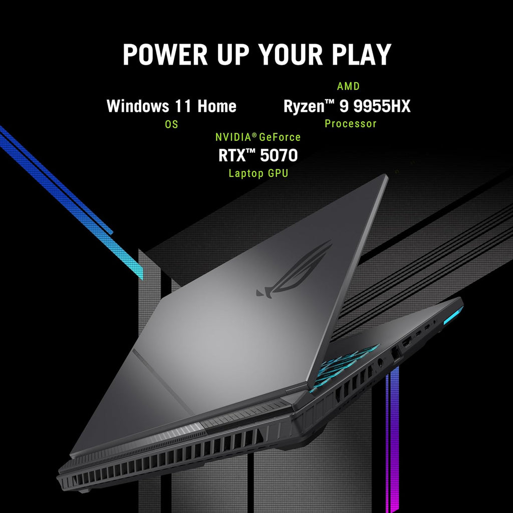 ASUS ROG Strix G16 (2025) Gaming Laptop  16” ROG Nebula 16:10 2.5K 240Hz/3ms  NVIDIA® GeForce RTX™ 5070  AMD Ryzen™ 9 9955HX Processor  32GB DDR5-5600  1TB PCIe Gen 4 SSD  Wi-Fi 6E  Windows 11 Home