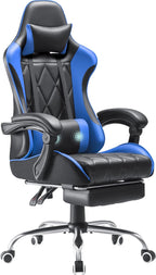 Homall Gaming Chair, Computer Chair with Footrest and Massage Lumbar Support, Ergonomic High Back Video Game Chair with Swivel Seat and Headrest (Blue)