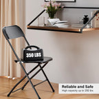 Bonnlo Folding Chairs Set of 10, Black Plastic Chair Sturdy Seat with Metal Frame, Perfect for Party, Event, Wedding, Birthday, Office, Outside Entertaining