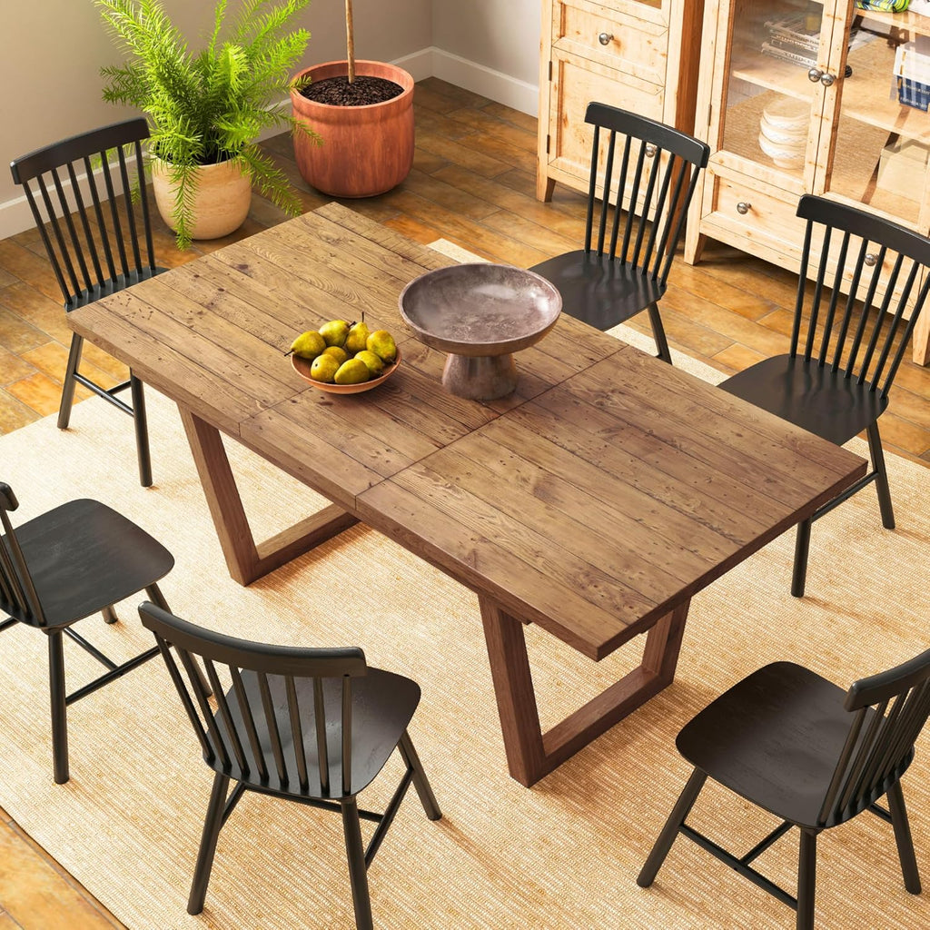 55-70.5" Extendable Dining Table Pine Expandable Dining Room Table for 4 6 8 People Large Rectangle Table Space Saving for Dining Room Living Room Home Office .Walnut