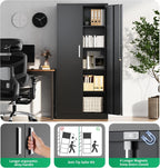 Metal Garage Storage Cabinet with Doors and Adjustable Shelves, 71" Tall Locker Organizer Steel Garage Cabinets, Lockable File Cabinet for Home, Office, Warehouse, Tools