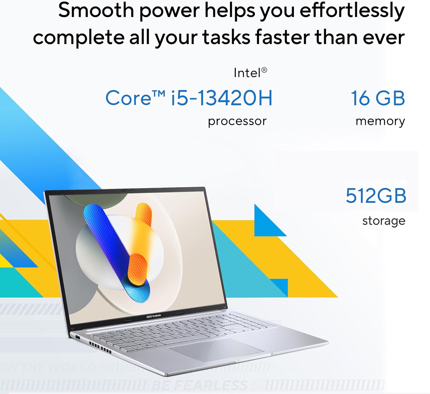 ASUS Vivobook 16 Laptop  16” WUXGA 60Hz Display  Intel Core i5-13420H  Intel Iris Xᵉ Graphics  16GB Memory  512GB Storage  Windows 11  Cool Silver  F1605VA-ES56