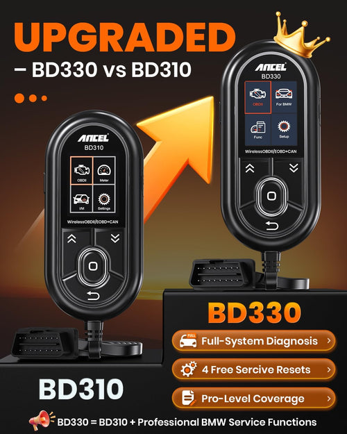 (Upgraded BD310) ANCEL BD330 Fit for BMW OBD2 Scanner – Battery Registration Tool, Code Reader for BMW/Mini/RR, BMW Diagnostic Scan Tool with Full System Diagnostics & Free EPB/Oil/Throttle Resets