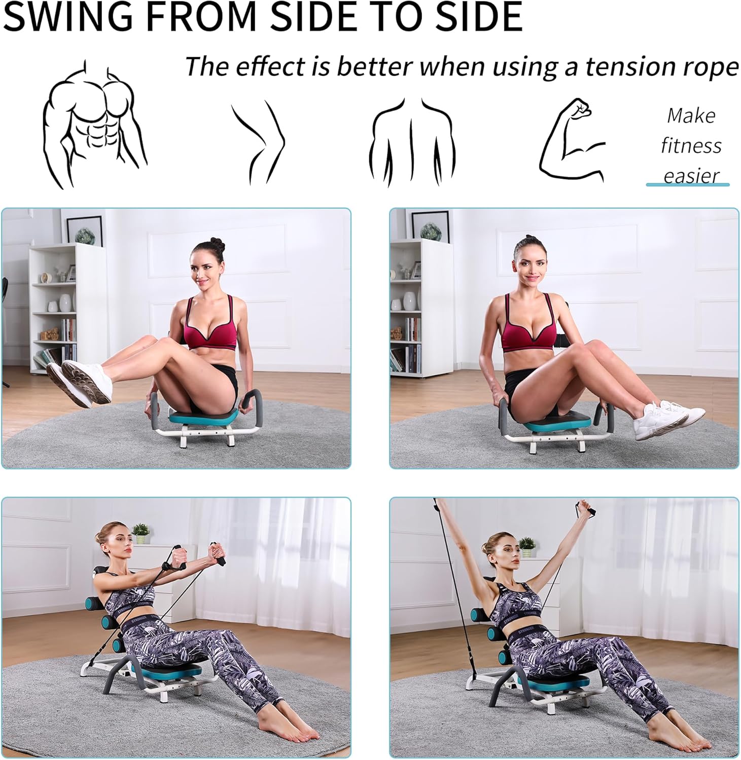 Adjustable Ab Trainer Machine - Multi-Functional Ab Machine for Stomach Workout with Waist Twisting & Core Crunch Training - Home Gym Abdominal Exercise Equipment