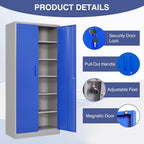 Metal Garage Storage Cabinet,Steel Storage Cabinet with Doors and Adjustbale Shelves,Lockable Tool Cabinet for Garage,Basement,Home Office,School