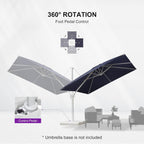 PURPLE LEAF 10 FT Patio Umbrella White Cantilever Umbrella Aluminum Square Outdoor Offset Umbrella Hanging Windproof with 360° Rotation for Garden Deck Pool, Navy Blue