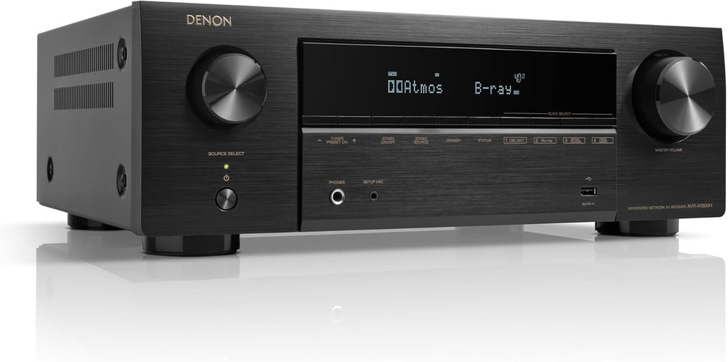 Denon AVR-X1800H 7.2 Channel AV Stereo Receiver - 80W/Channel  Wireless Streaming via Built-in HEOS  WiFi  & Bluetooth  Supports Dolby Vision  HDR10+  Dynamic HDR  & Home Automation Systems