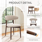 COLAMY Wooden Dining Chairs Set of 4, Modern Fabric Upholstered Kitchen Side Chairs, Farmhouse Dining Room Chair with Foot Pegs, Beige