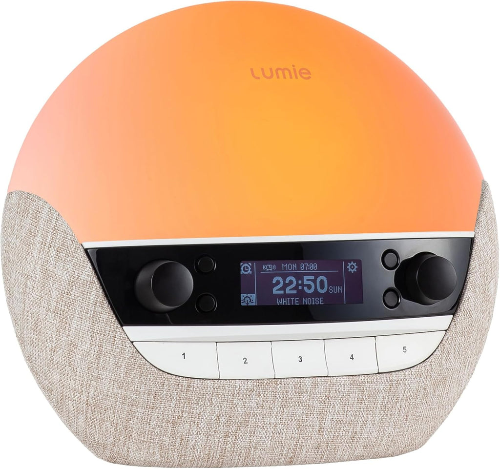 Lumie Bodyclock Luxe 700FM | Wake-Up Light with FM Radio, Bluetooth Speakers, Sunrise/Sunset Features and Low-Blue Light for Sleep