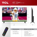 TCL 40-Inch Class S3 1080p LED Smart TV with Roku TV (40S350R  2023 Model)  Compatible with Alexa  Google Assistant  and Apple HomeKit Compatibility  Streaming FHD Television Black
