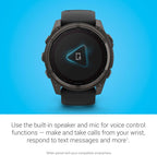 Garmin Fenix 8 Premium Multisport GPS Running Smartwatch  51 mm  Sapphire  Solar  Dive-Rated  Built-in Flashlight  DLC Titanium with Pebble Gray Band - Signature Series Charging Stand