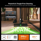 roborock H60 Hub Ultra Cordless Vacuum Cleaner with Auto-Empty Dock, 210AW Suction Stick Vacuum Cleaners for Home and Pet Hair, Rechargeable, 90-Min Runtime, Anti-Tangle Brush, 140° LED Dust Detection