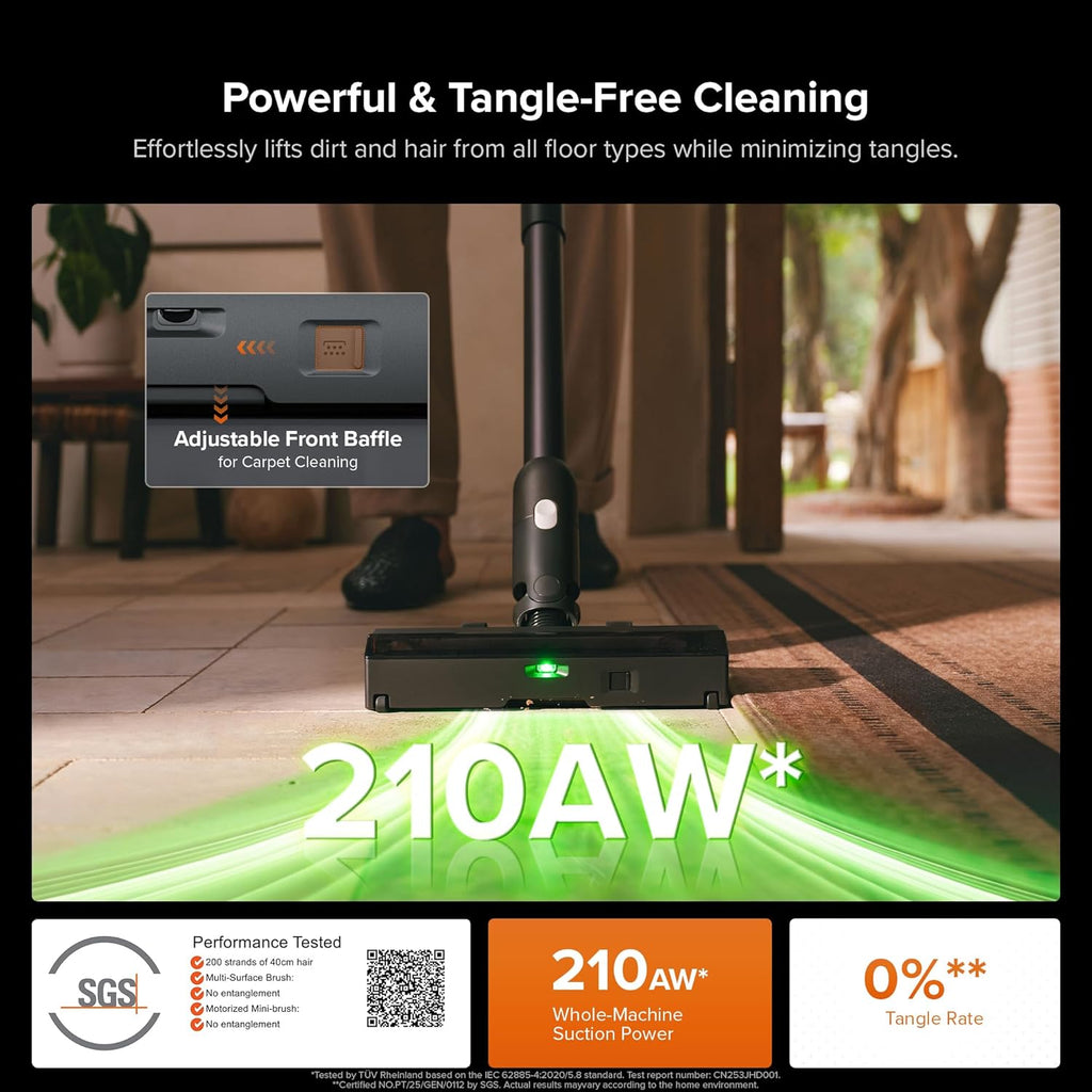 roborock H60 Hub Ultra Cordless Vacuum Cleaner with Auto-Empty Dock, 210AW Suction Stick Vacuum Cleaners for Home and Pet Hair, Rechargeable, 90-Min Runtime, Anti-Tangle Brush, 140° LED Dust Detection