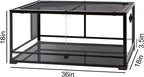 50 Gallon Reptile Glass Terrarium Tank Double Hinge Door with Screen Ventilation Large Reptile Terrarium 36" x 18" x 18"(Knock-Down)