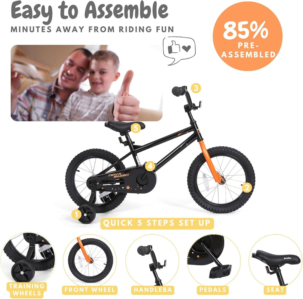 bicystar Kids Bike with Training Wheels, BMX Bicycle with Pedals for 2-4 Year Old Boys Girls, Birthday Gift