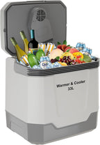 Takywep 35 QT Electric Cooler for Car, 12V/110V Portable Car Fridge Cooler & Warmer with AC/DC Power, 33L Car Refrigerator for Travel, Camping, Truck, Home Use, Gray