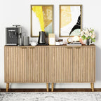 Vrullu Fluted Storage Cabinet, Free Standing Buffet, Wood Sideboard, Multifunctional Accent Storage for Living Room, Hallway, Entryway, Dining Room (1, Oak)
