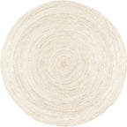 nuLOOM 8 Round Rigo Jute Hand Woven Area Rug, Off White, Solid Farmhouse Design, Natural Fiber, For Bedroom, Living Room, Dining Room, Hallway, Office, Kitchen, Entryway