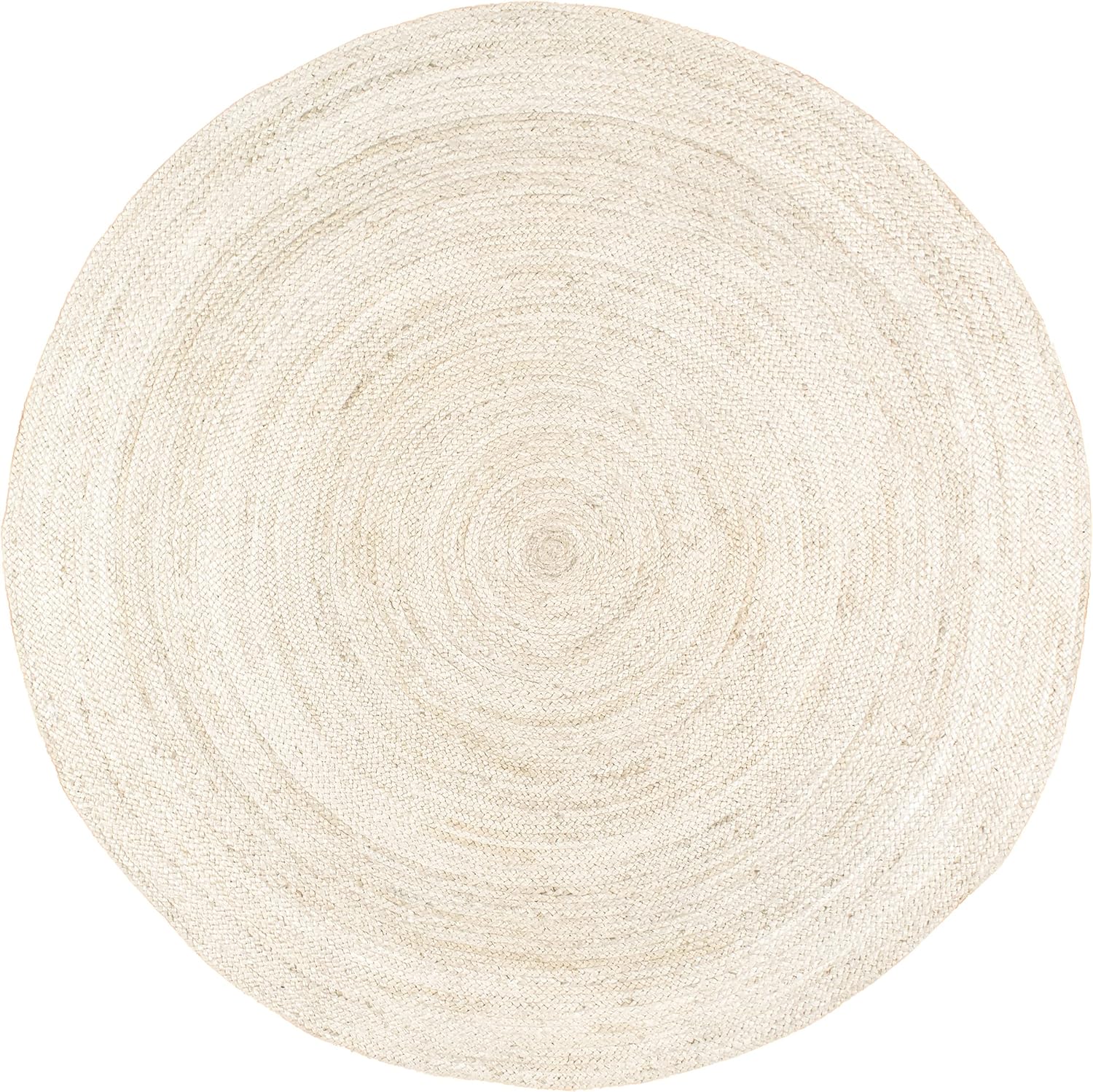 nuLOOM 8 Round Rigo Jute Hand Woven Area Rug, Off White, Solid Farmhouse Design, Natural Fiber, For Bedroom, Living Room, Dining Room, Hallway, Office, Kitchen, Entryway