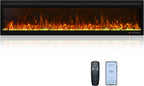 Linear Smart WiFi Electric Fireplace 72 Inch, APP & Touch Screen & Remote Control, 169 Realistic Flame Color Combinations, Timer & Thermostat Fireplace Heater,1500W