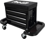 Pro-Lift Mechanic Roller Seat with Tool Box - 3-Drawer Rolling Tool Chest Stool with Padded Seat Cushion for Garage Creeper – 400 Lbs Capacity